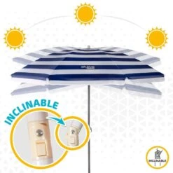 AKTIVE - Parasol Plage Avec Protection UV50, Anti-Vent, Ø 180 Cm -Meilleur Surf Magasin aktive parasol plage avec protection uv50 anti vent o 180 cm 4