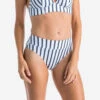 BAS DE MAILLOT DE BAIN DE SURF FEMME TAILLE HAUTE GAINANTE NORA MARIN BLANC GRIS