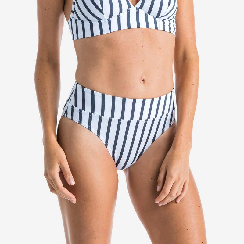BAS DE MAILLOT DE BAIN DE SURF FEMME TAILLE HAUTE GAINANTE NORA MARIN BLANC GRIS 1 BAS DE MAILLOT DE BAIN DE SURF FEMME TAILLE HAUTE GAINANTE NORA MARIN BLANC GRIS