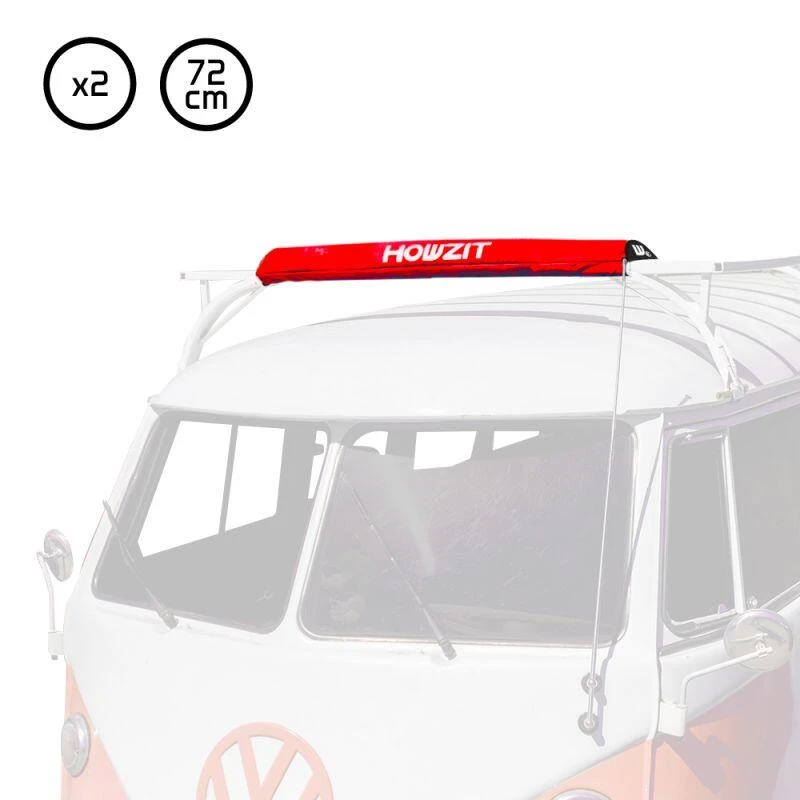 LOT DE 2 MOUSSES DE BARRE DE TOIT LARGE - HOWZIT - ROUGE - 1 LOT DE 2 MOUSSES DE BARRE DE TOIT LARGE - HOWZIT - ROUGE -