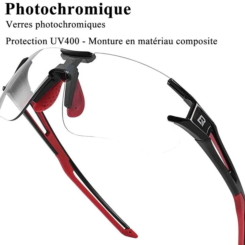 ROCKBROS Lunettes Photochromiques De Vélo 10125 Anti-uv400 - Noir Et Rouge 2 ROCKBROS Lunettes Photochromiques De Vélo 10125 Anti-uv400 - Noir Et Rouge – Image 2