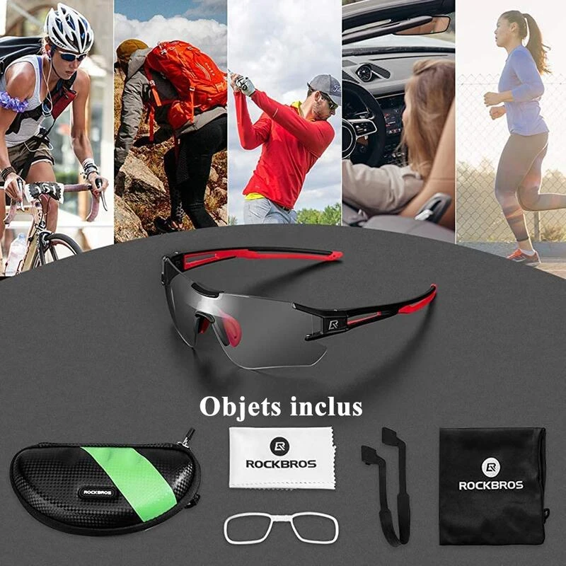 ROCKBROS Lunettes Photochromiques De Vélo 10125 Anti-uv400 - Noir Et Rouge 7 ROCKBROS Lunettes Photochromiques De Vélo 10125 Anti-uv400 - Noir Et Rouge – Image 7