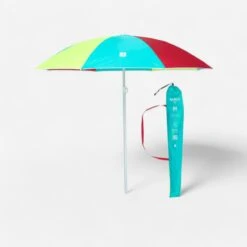 Decathlon PARASOL DE PLAGE PARUV 160 UPF 50+ 2 PLACES - Multi Couleur Rouge Jaune Bleu