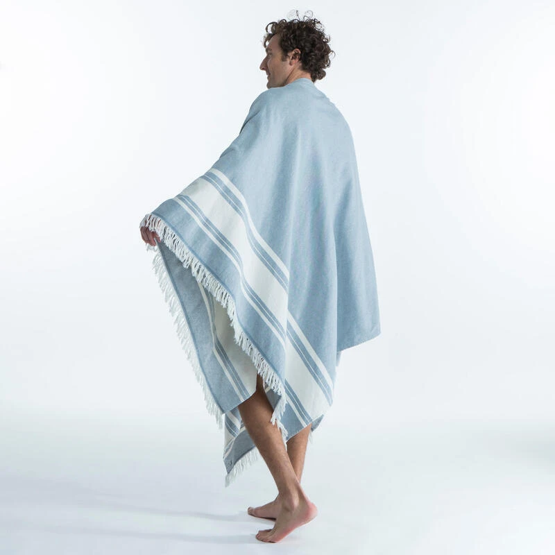 Serviette De Plage Poncho 190 X 190 Cm - Gris Bleu 6 Serviette De Plage Poncho 190 X 190 Cm - Gris Bleu – Image 6