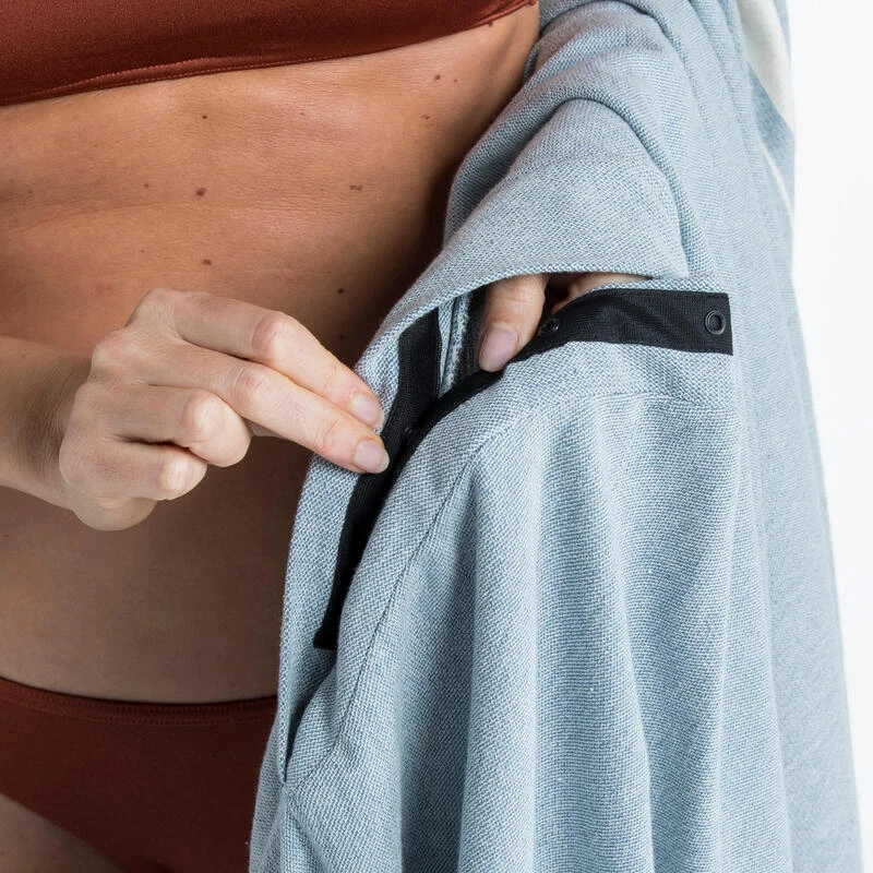 Serviette De Plage Poncho 190 X 190 Cm - Gris Bleu 10 Serviette De Plage Poncho 190 X 190 Cm - Gris Bleu – Image 10