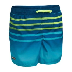 Short De Bain 100 Kid Rayé Turquoise